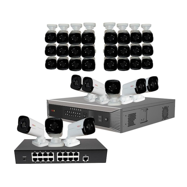 Revo America Ultra Plus HD 32 Channel 4TB NVR Surveillance System with 32 x 4 Megapixel Bullet Cameras RUP321B32G-8T - main